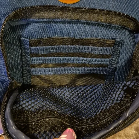 Y2K Vintage Blue/Green Canvas Mini Backpack with Suede - Picture 2 of 6